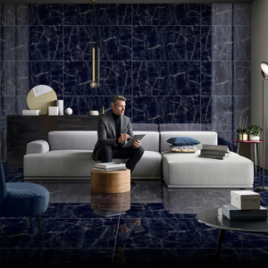 Nikola Blue Sintered Stone 24x48 Inch Glossy Wall Floor Tiles Luxury Blue Marble Collection - Product Image 6