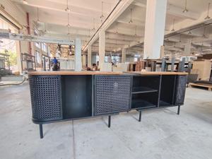 Moderno lusso <span class=keywords><strong>TV</strong></span> Stand per la casa soggiorno mobili in ferro bordo ad arco <span class=keywords><strong>Art</strong></span> Design con pannello regolabile in legno armadio di stoccaggio - Product Image 3