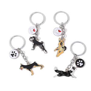 Porte-clés mignon de dessin animé, chien <span class=keywords><strong>teckel</strong></span>, décoration de pied en forme de cœur en métal - Product Image 1