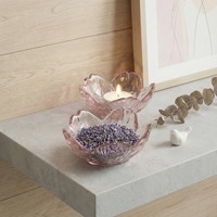 Porte-bougie en verre en forme de fleur nordique, verre texturé transparent, coupe à bougie votive