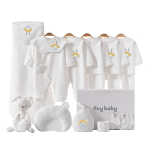 Set di tutine per bambini appena nati in stile quattro stagioni da 15 ~ 20 pezzi 100% abbigliamento Casual in cotone vestiti bianchi per neonati con <span class=keywords><strong>confezione</strong></span> <span class=keywords><strong>regalo</strong></span> - Product Image 1