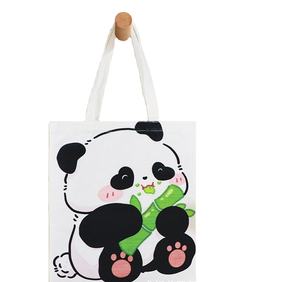 DHF1285 Toptan 35*40cm Çift Taraflı Baskılı Çantalar Panda Büyük Kapasiteli El Çantaları Sevimli Karikatür Tarzı Çocuk Kanvas Çantaları - Product Image 1