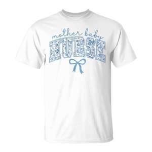 T-shirt pour maman et bébé, motif nœud bleu, post-partum - Product Image 1