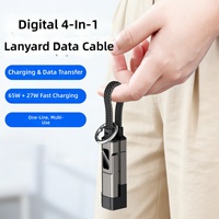 Câble porte-clés 4-en-1 à chargement ultra-rapide transfrontalier avec affichage numérique / Micro USB / Type-C, compatible pour téléphones portables/ordinateurs