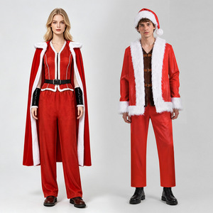 Disfraz de Navidad de Star's Edge Violent Night, Conjunto de Disfraces de Papá Noel y Mamá Noel, Franela - Product Image 1
