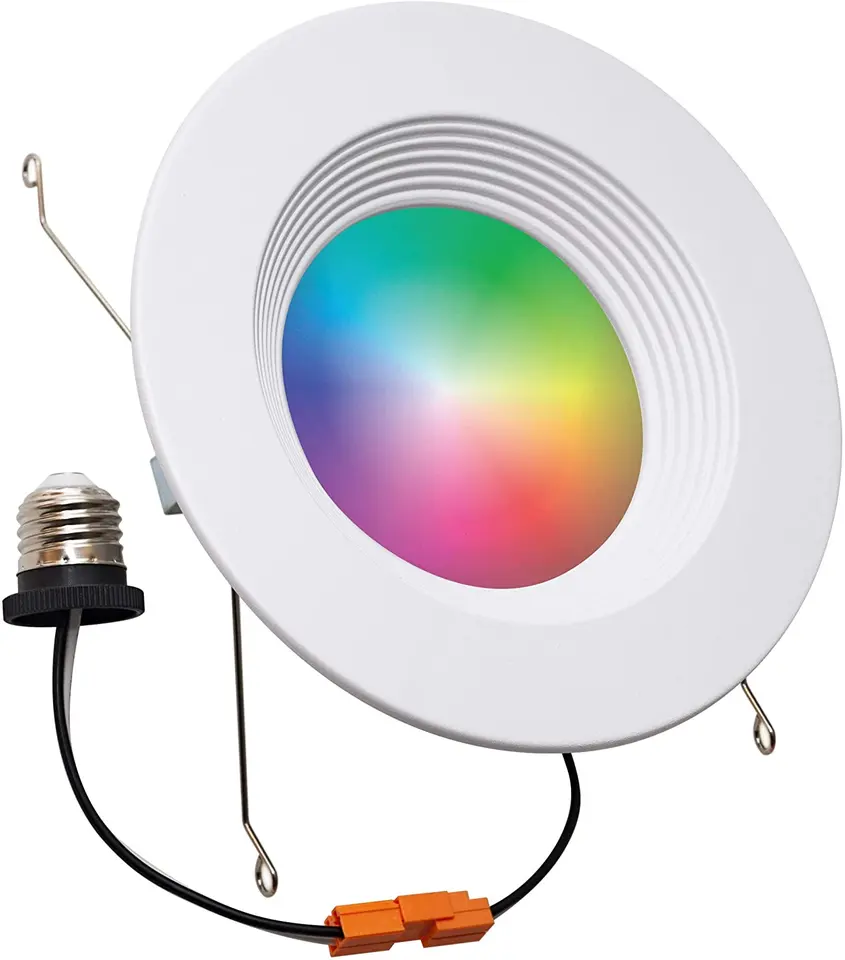 WiFi Remote APP Alexa Kontrol Suara Lampu Sorot Pintar Led Dalam Ruangan RGB Peredupan Multiwarna LED Lampu Downlight Tersembunyi