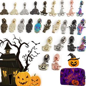 Citrouille exclusive pour Halloween Taille #5 Crâne avec fermeture éclair Ruban en nylon compatible avec les costumes et les décorations Fermeture éclair - Product Image 1