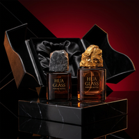 Flacon de parfum vide en verre à base épaisse, style minimaliste premium, 30ml 50ml 100ml, avec capuchon style pierre naturelle, boîte personnalisée OEM