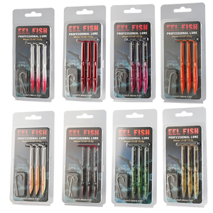 Set di 3 esche morbide da 88mm 0.9g e 113mm 2.1g, esche artificiali a coda a T di alta qualità con amo da pesca per la pesca al branzino - Product Image 1