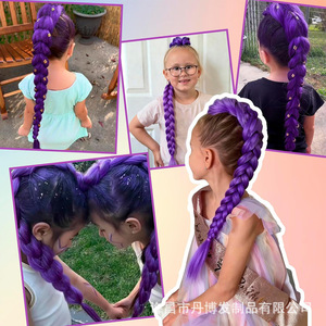 Commerce extérieur transfrontalier : Perruque tressée violette <span class=keywords><strong>Lumi</strong></span> Demon Hunter Squad Euro-Américaine, extension de cheveux tressés colorés - Product Image 5