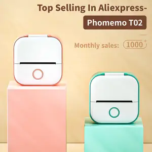 Noel hediyeleri için Phomemo T02 şarj edilebilir taşınabilir Bt etiket yazıcı