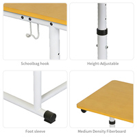 Table de lit multifonctionnelle moderne et durable, bureau portable réglable en hauteur pour l'étude, en contreplaqué, PVC et tube rond, pour chambre et bureau à domicile