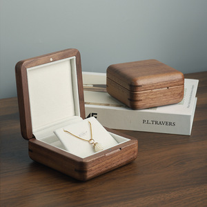Caja de Joyería de Madera Maciza de Nogal Negro, Estilo Simple, Admite Personalización de Logotipo en Cajas de Madera, Venta al por Mayor de Cajas de Madera - Product Image 1