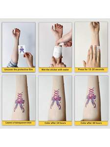 Autocollants de <span class=keywords><strong>tatouage</strong></span> temporaires colorés personnalisés à succès, papier écologique, motifs blancs durables pour femmes, effets réalistes - Product Image 5
