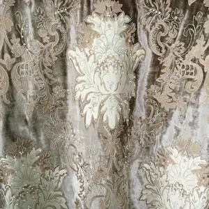 Turkish Upholstery Embroidered Fabric Luxury Embroidery Blackout Curtain Fabric for Rolls Home Textile