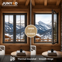 Fenêtre à battant JUNYAO résistante aux ouragans, étanche, insonorisée 5+27A+5, certifiée Energy Star, conforme NFRC AS2047, pour villa