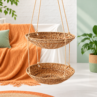 Hamac en rotin tressé à la main, double couche, écologique, toutes saisons, pour animaux de compagnie (chats et chiens), panier suspendu, maison fraîche pour animaux