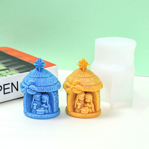 แม่พิมพ์เทียนซิลิโคนรูปกระท่อมฉากกำเนิดพระเยซู สำหรับทำเทียนหอม DIY งานฝีมือทำเองที่บ้าน - Product Image 4