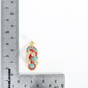 Pendentif Olive Dripping Flip Flops et Collier Œil Turc en Or Plaqué 18K, Breloque Chaussure, Sandale, Pantoufle, Plage, Faible MOQ pour la Fabrication de Bijoux - Product Image 3
