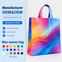 Lot de 5 sacs fourre-tout non tissés en gros, couleurs assorties, 80 g/m², laminés, avec logo personnalisé, réutilisables, écologiques, pour courses et cuisine