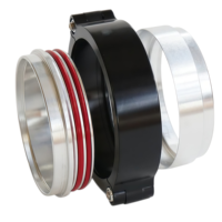Adaptateur de montage d'objectif d'appareil photo en acier inoxydable et aluminium usiné CNC, anodisé noir sur mesure, pour EDM à fil, précision ISO 9001