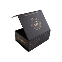 Boîte à rabat rigide magnétique de luxe avec logo personnalisé en feuille noire et insert en mousse, emballage cadeau élégant pour cosmétiques