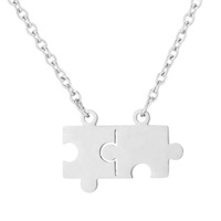 Collier pendentif puzzle classique en acier inoxydable plaqué or, en gros, pour la sensibilisation à l'autisme, cadeau