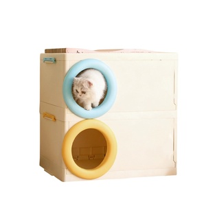 Vente en gros de lits pour chats en plastique extra-larges, respirants et imperméables, fournitures pour animaux de compagnie, cage de stockage pour chat d'intérieur, villa pour chat à plusieurs niveaux - Product Image 1