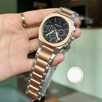 Montre chronographe à Quartz pour hommes, marque de luxe, cadran noir, acier inoxydable, bracelet de 16mm, étanche à 50M