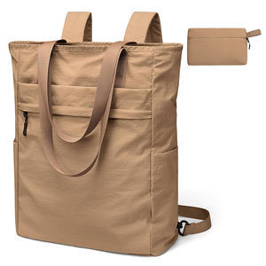 Versatile Leisure Zipper Daypack for Women Men City Pack Waterproof Lightweight Polyester Foldaway <b>Convertible</b> Tote <b>Backpack</b> - Product Image 1
