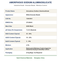 Déshydratant et agent de contrôle d'humidité granulaire à base d'aluminosilicate de sodium amorphe pour le séchage industriel et la régulation de l'humidité