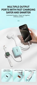 Deji Trạm Sạc di động với ngân hàng điện nhỏ 5 gói được xây dựng trong USB C Cáp, gia đình chia sẻ pd20w sạc nhanh - Product Image 4