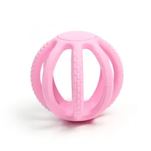 Hersteller benutzer definierte Logo Form 100% Lebensmittel qualität Baby Beiß ringe Silikon Beißring Spielzeug Ball für Kinder
