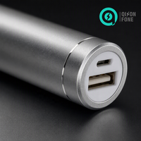 QSF Batería Externa Cilíndrica Metálica Pequeña de 2600mAh 5000mAh, Mini Cargador Portátil, Powerbank con Entrada Tipo-C para Teléfono, Venta al por Mayor de Fábrica OEM