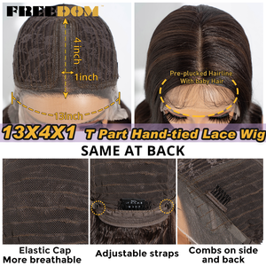 Perruque courte ondulée FREEDOM de 14 pouces en fibre haute température avec dentelle frontale pour femmes blondes et brunes, pré-épilée, avec partie en <span class=keywords><strong>T</strong></span>, pour usage quotidien - Product Image 6