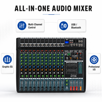 Console de mixage audio alimentée 12 canaux EV12-USB avec amplificateur de puissance, Bluetooth, effets numériques USB et égaliseur 7 bandes pour spectacles sur scène