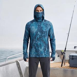 เสื้อตกปลาผู้ชายสั่งทำขายส่งจากผู้ผลิตชั้นนำ กันน้ำ ระบายอากาศได้ดี แขนยาว มีฮู้ดพร้อมหน้ากาก - Product Image 1