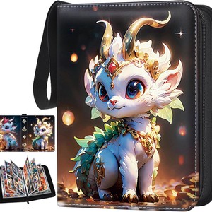 Classeur de cartes pour cartes TCG, 4 pochettes, noir, en polyester, album porte-cartes pour cartes à collectionner - Product Image 1
