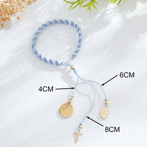 <span class=keywords><strong>Pulsera</strong></span> de Cordón Ajustable con Cruz de Go2boho, <span class=keywords><strong>Pulsera</strong></span> de <span class=keywords><strong>Rosario</strong></span> Tejida con Medalla de San Benito para Hombres y Mujeres Católicos - Product Image 6