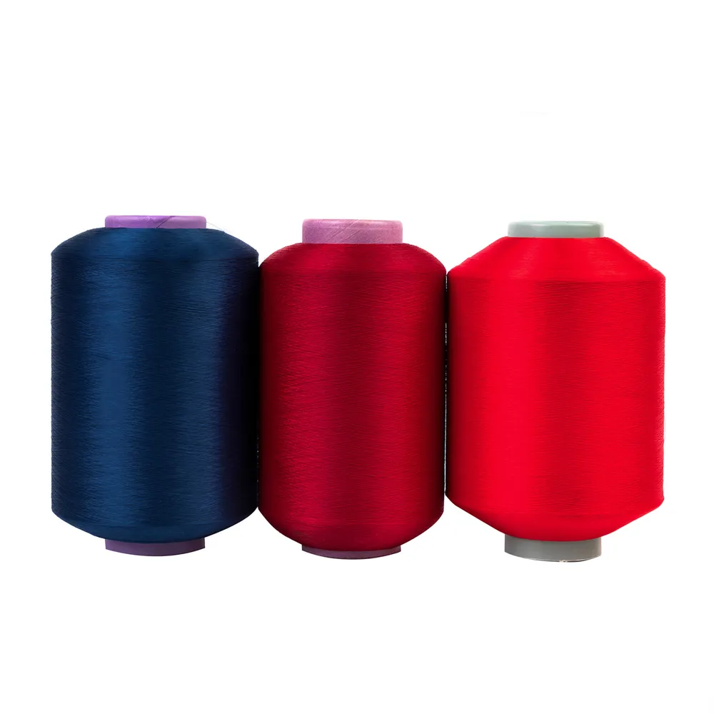 Пользовательская полутусклая SD цветная плоская изогнутая скрученная 100D допинг окрашенная тканая этикетка нити для красочной тканой этикетки