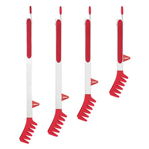 Silicone Food Clips Stainless Steel Noodle Salad Clips <b>Heat</b> Resistant Kitchen Utensil Red And Black - Product Image 2