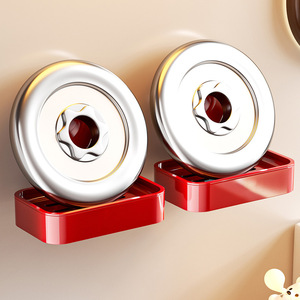 Stylish Modern Red/Green Punch-Free Wall-Mounted Plastic Soap <b>Box</b> <b>Strong</b> Adhesive Metallic Trim Drainage Waterproof Bathroom Set - Product Image 4