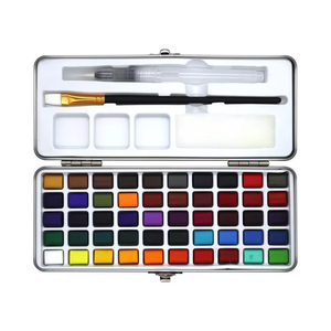 Nuovo Prodotto Bview: Set di 50 Colori di Acquerelli Solidi Portatili con Pennelli e Spugna per Studenti e Designer - Product Image 2