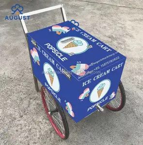 AUGUST beach ice cream roll food push cart bike tricycle with freezer for sale