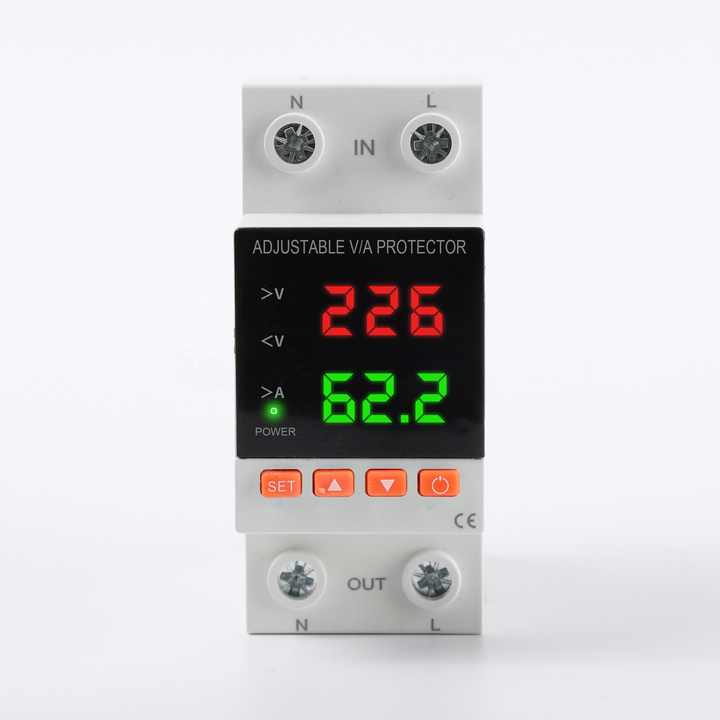 Auto Reset Single Phase LED Display Over Under Voltage Protector AC110V ...