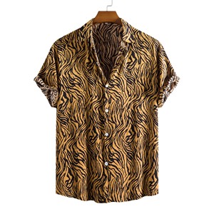 Camisas Havaianas Masculinas Estampadas Novas de Verão, Camisa Casual <span class=keywords><strong>Slim</strong></span> Fit de Manga Curta para Festas e Praia - Product Image 1