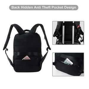 BSCI Factory Business Laptop <b>Backpack</b> Side Load <b>Computer</b> Travel Bag Usb Port Water Resistant 15.6 Inch Black - Product Image 3