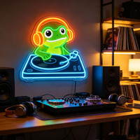 Enseigne néon DJ grenouille, enseignes néon musicales, enseigne lumineuse LED mignonne pour chambre à coucher, salle de jeux