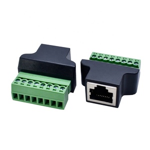Adaptador de tornillo <span class=keywords><strong>RJ45</strong></span> a 8PIN Terminal verde sin soldadura Conector de red <span class=keywords><strong>RJ45</strong></span> Extensión de cabeza de cristal - Product Image 5