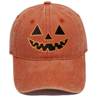 Gorra de Béisbol Unisex de 6 Paneles con Bordado de Calabaza Jack O'Lantern |   Vintage |   Sombreros Dat |   Regalos de Halloween |   Ropa de skate